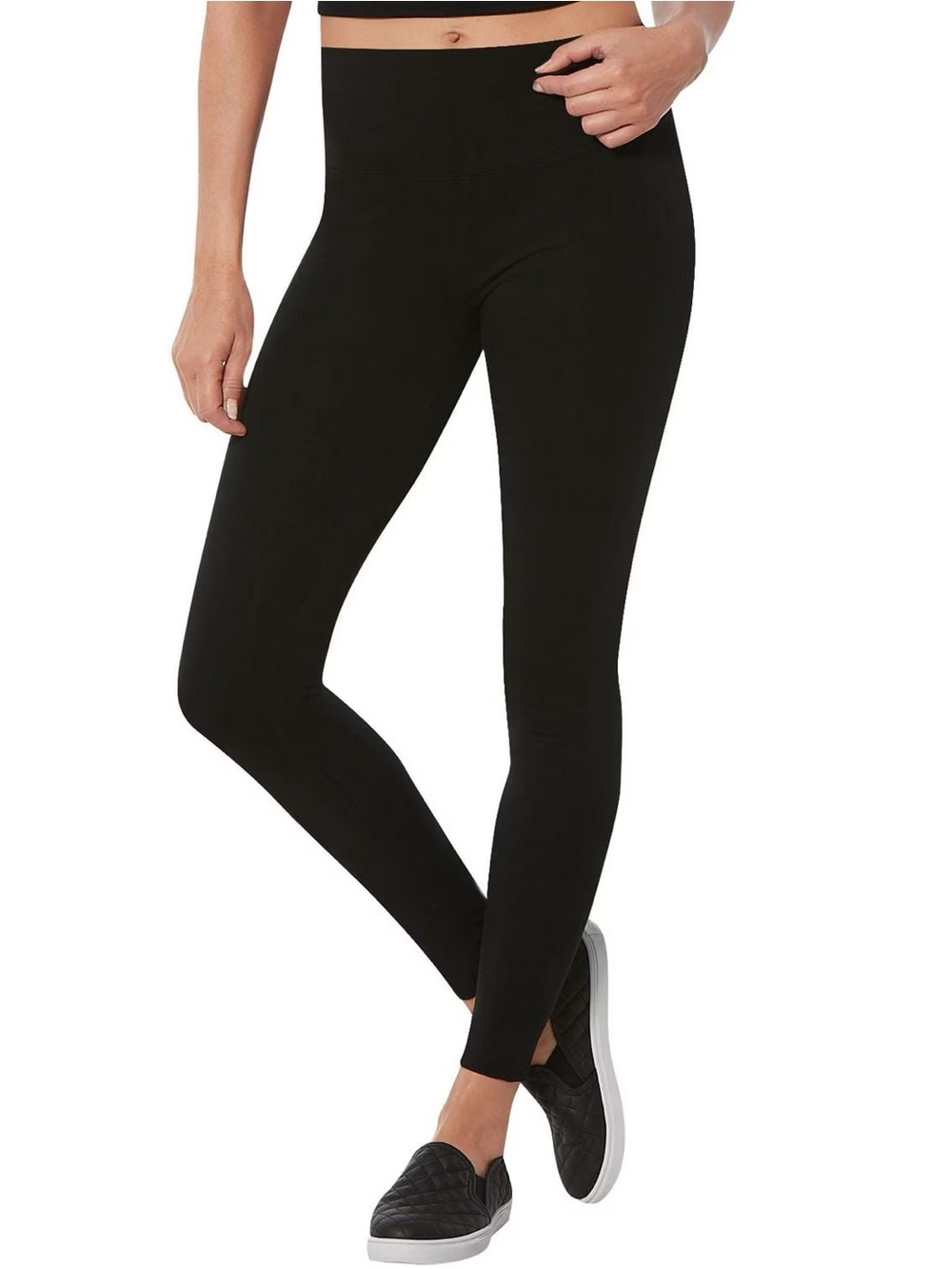 Wide Comfort Waistband Women's Black Cotton Leggings